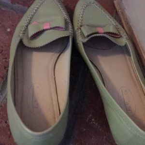 Light green with pink on the bows .Talbots